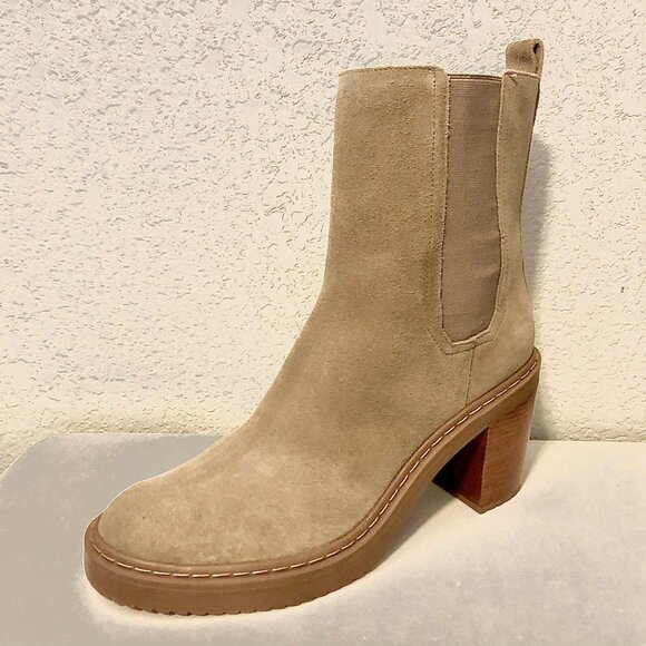 New LOUISE ET CIE Varsan Suede Platform Chelsea Boot Sandstorm 10 MSRP $180 - Picture 3 of 8